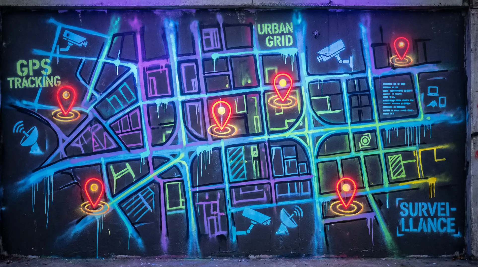 51吃瓜网 狗仔追踪地图 - 城市涂鸦风格